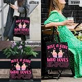 RNYJJ K-Pop Gifts Tote Bag for Kpop Music Lover Korean Drama Canvas Tote Bag Gift for K-Pop Lover (Black)
