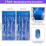 Blue Streamers Party Decorations 3.3x8.2ft, 2 Pack Dark Blue Tinsel Backdrop for Ocean Themed Party Decor, Glitter Blue Foil Fringe Curtains for Door Decorations Hanging Birthday Baby Shower Halloween - Image 3