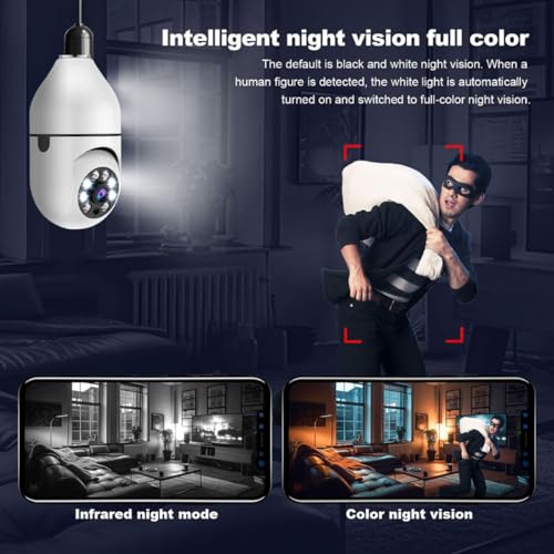 Image of Maizic Smarthome Robo Bulb Wi-Fi Camera 5 MP FHD 1440p Resolution CCTV Camera, Full Color Night Vision, Two-Way Audio, AI Human Detection, Motion Detection, 360 Degree PTZ Rotation