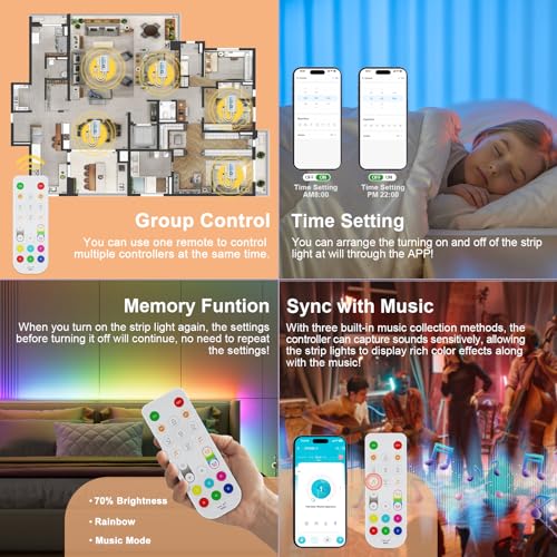 Image of PAUTIX Wi-Fi+Bluetooth Music Pixel LED Smart Controller Kit SP548E,Compatible with Alexa /Google Assistant,App Control RF Remote Control,Addressable Color LED Strip Pixels Light DC5V-24V