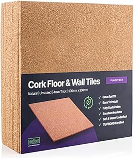 Treefloor Natural Plain Cork Tiles - 300mm x 300mm x 4mm (Pack of 25)