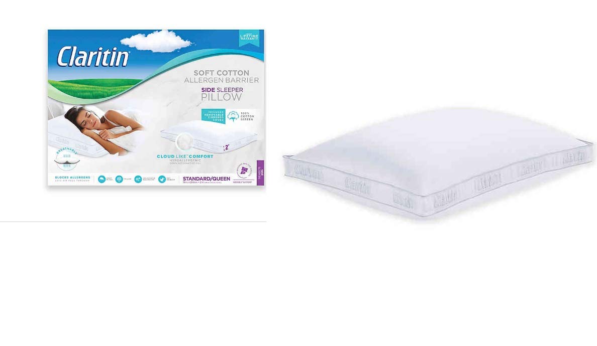 Claritin Cotton Soft Side Sleeper Allergen Pillow Standard Queen