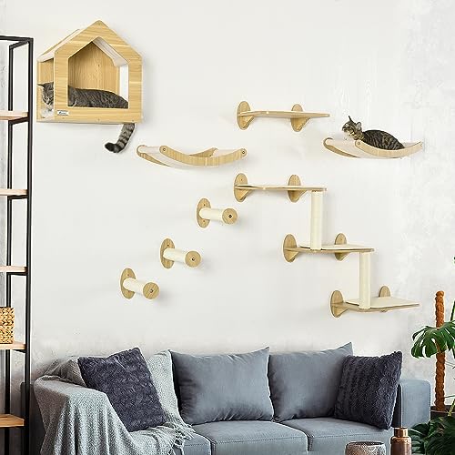 Set pared para gato 8 piezas con hamacas y estantes miniatura 2