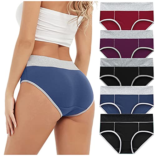 Jmmslmax Womens 5 Pcs Cotton Briefs Panties Low Waisted Womens Underwear Soft Stretch Breathable Full Coverage Ladies Panties #TOP4