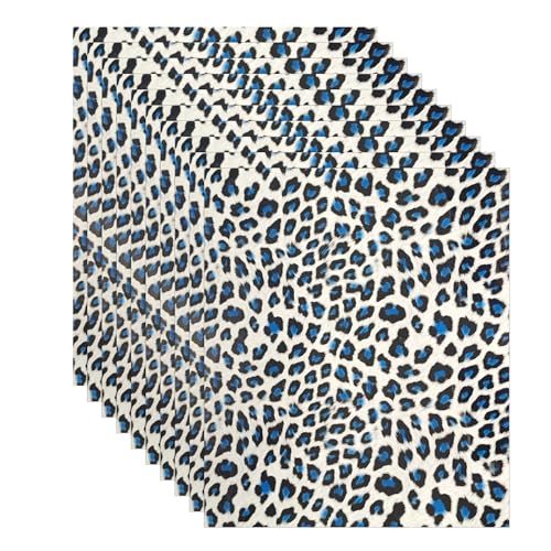 FUNKAKA Leopard Print Heat Transfer Vinyl HTV Sheets, 12\" x 10\" Iron on Vinyl Bundle for T-Shirts Stretchy Thin Soft PU HTV Vinyl for All Cutter Machines Easy to Cut & Weed for DIY Design (Blue)