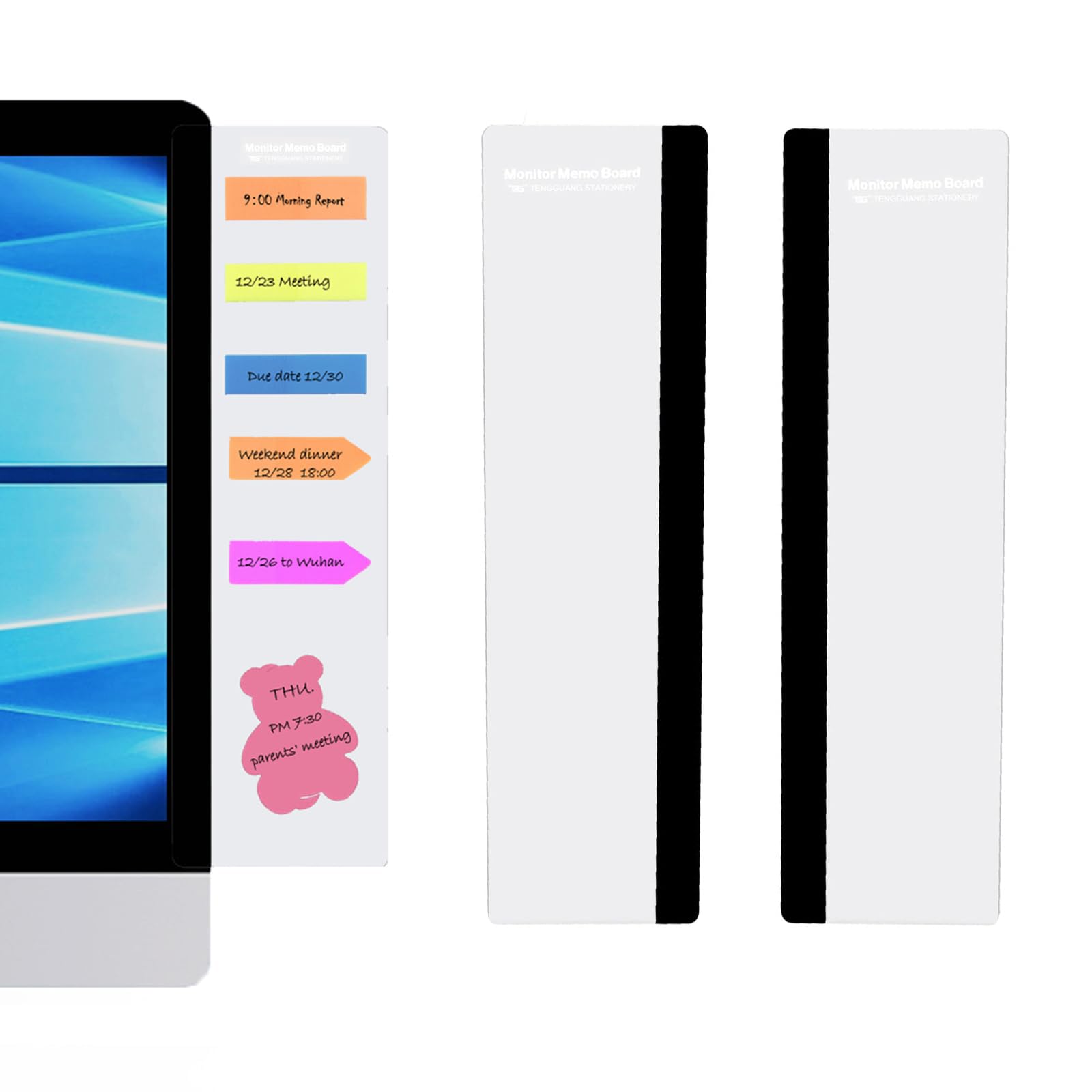 2PCS Transparent Monitor Memo Board Computer Side Panel Sticky Note Holder