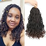 Wavy Senegalese Twist Crochet Hair For Black Women 12 Inch 10 Packs Senegalese Twist Braiding Hair Crochet Twists Pre Looped Twist Crochet Hair Curly Crochet Twist Hair With Curly Ends(1B/30)