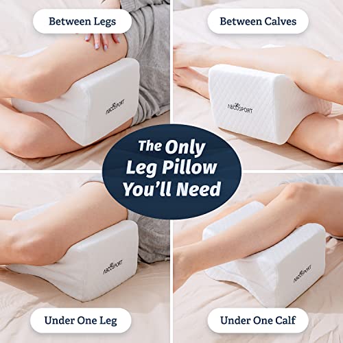 Abco Tech Memory Foam Knee Pillow With Cooling Gel - Wedge Pillow - Leg Pillow For Side Sleepers, Pregnancy, Spine Alignment, Pain Relief - Pillow For Between Legs When Sleeping - With Washable Cover #TOP4