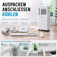 Könighaus Smarte EU Mobile Klimaanlage 7000 BTU – für deutsche Kippfenster geeignet - Kühlung, Entfeuchtung, Ventilator und Luftreinigung – energieeffizient (A) – inkl. Fernbedienung und App – Ansicht 6