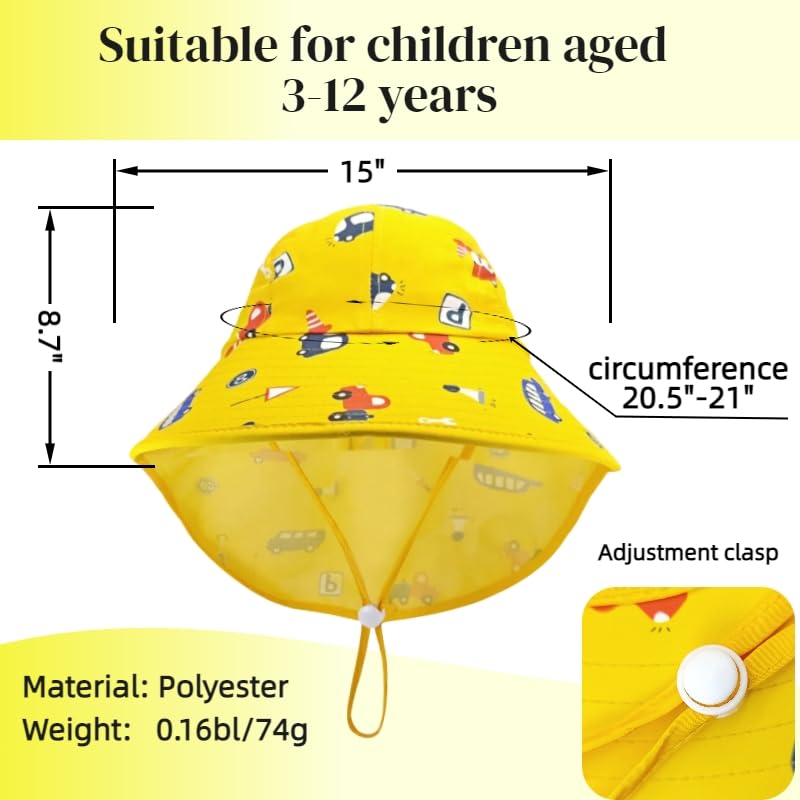 Kids Summer Sun Hat with Neck Flap - Lightweight Beach Hat for Boys & Girls, Beach & Outdoor Play (3-12 Years)4