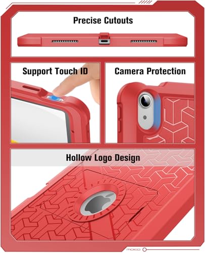 Étui iPad 10e génération MoKo rouge antichoc avec protège-écran et support