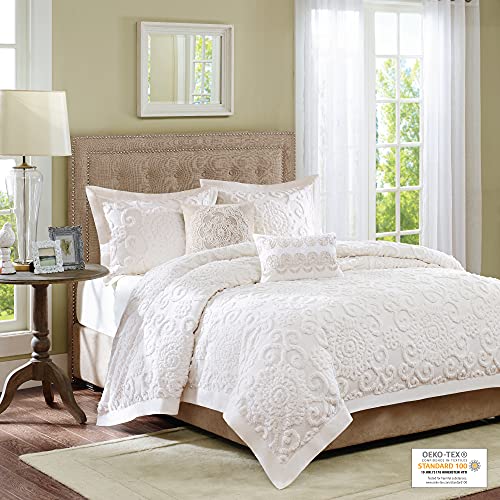 Image of Harbor House Cotton Comforter Set - Trendy Tufted Textured Design, All Season Down Alternative Cozy Bedding with Matching Shams, Suzanna Ivory Full /Queen(92 inchx96 inch) 3 Piece