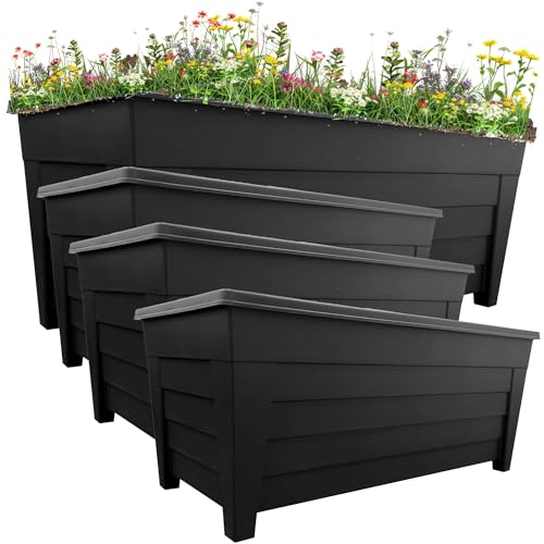 STORM TRADING GROUP 4 Black Large Grosvenor Trough Long Flower Planter For Home Office Balconies Gardens Greenhouses & Patios