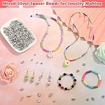 350 Pcs Silver Spacer Beads for Jewelry Making, Mixed Bulk Random Styles Metal Beads for Bracelets, Necklace, Earring Jewelry Making