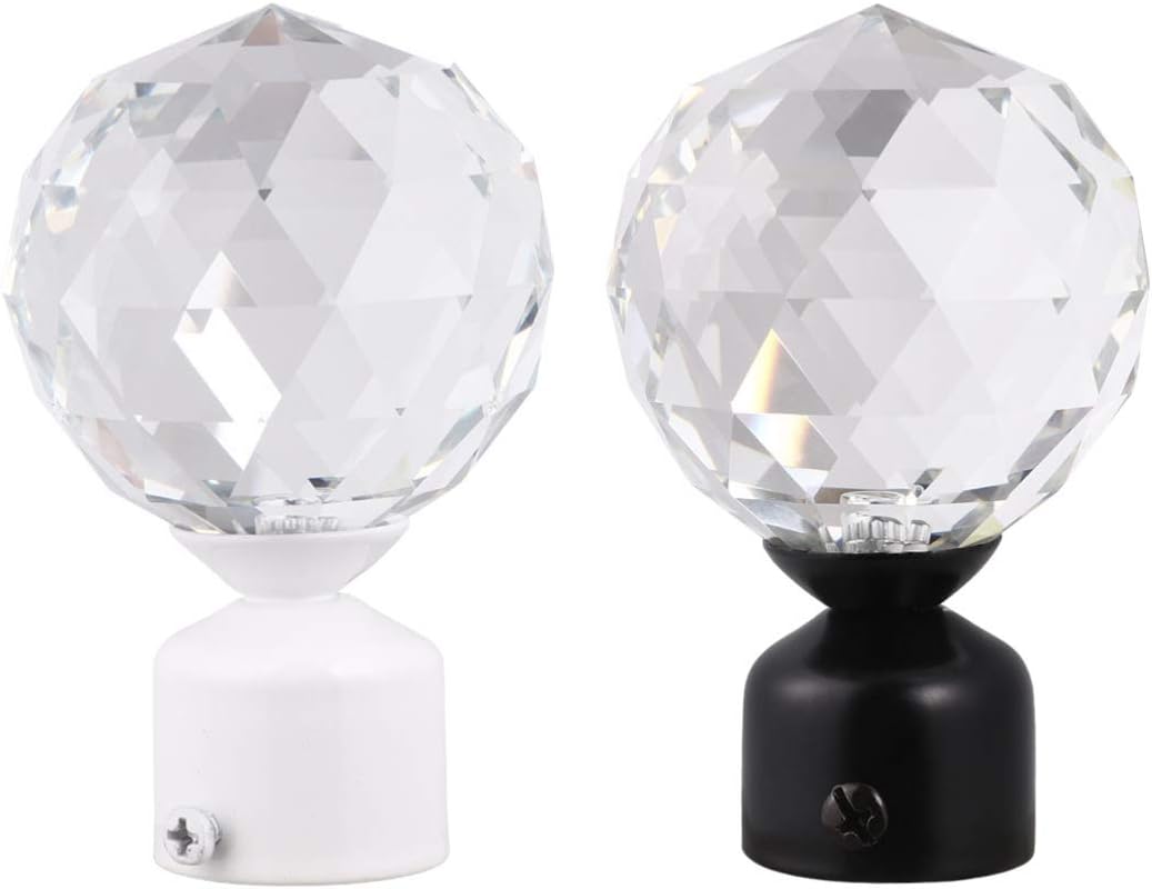 Curtain Rod Ends 1pc Curtain Rod Finials Diamond Crystal Coordinating Finial 3 Inch Single Window s for Bathroom and Windows Black Clear