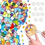 1kg Mosaikfliesen, Kristall Glasmosaiksteine, Polygon Mosaiksteine zum Basteln, Mini Polygonal Mosaik Bastelset, Kleine Glasmosaiksteine zum Basteln, für DIY Kunstprojekte
