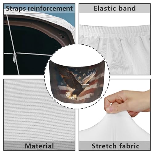Image of Car Hood Cover Eagle American Flag Hood Protector Waterproof Sun-Proof Auto Hood Flag Universal Automotive Exterior Accessories for Sedan SUV Truck Jeep