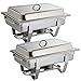 Produktbild Profi Chafing Dish 2er Set Edelstahl Wasserbehälter, Speisenbehälter, Deckel und je 2 Brennpastenbehälter