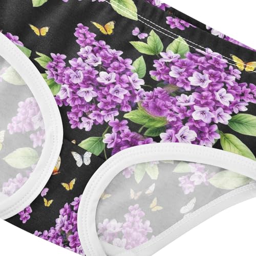 Joisal Bright Girls Underwear Toddlers 2t Cotton Panties for Girl Watercolor Purple Lilacs Butterflies Briefs Girls Undies4