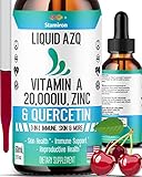 Vitamin A Liquid Zinc Drops Quercetin Supplement 20,000 IU - Immune Defense Immunity Vitamins Supplement Support Booster - VIT AZQ for Skin Health, Eye, Vision, Reproductive & Antioxidant Support