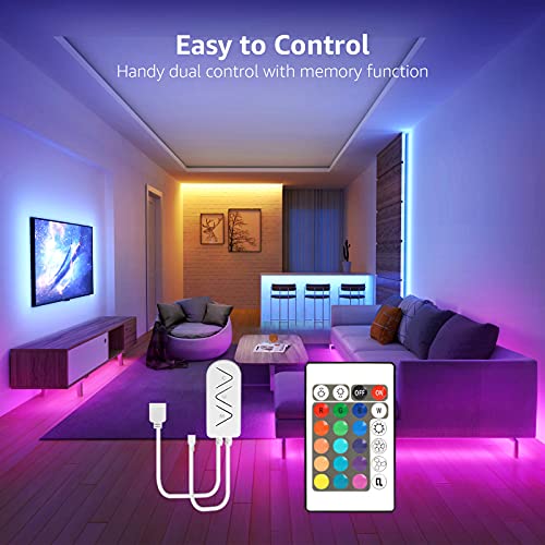 Lepro LED Strip Lights 5M Music Sync, 5050 RGB Colour Changing LED Strip with Remote, Sound Reactive, Dimmable Stick on Plug in LED Lights for Bedroom, Kitchen, Party, Teen Girl Kids Room Decor - Image 5