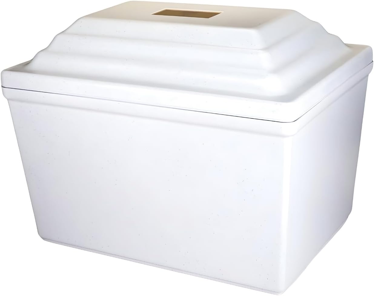 Silverlight Fortress Urn Vault in White, Single Urn Vault for One, Ground Burial Urn Vault, Holds One Adult Cremation Urn for Human Ashes, Durable Cremation Urn Vault for Cemetery Burial