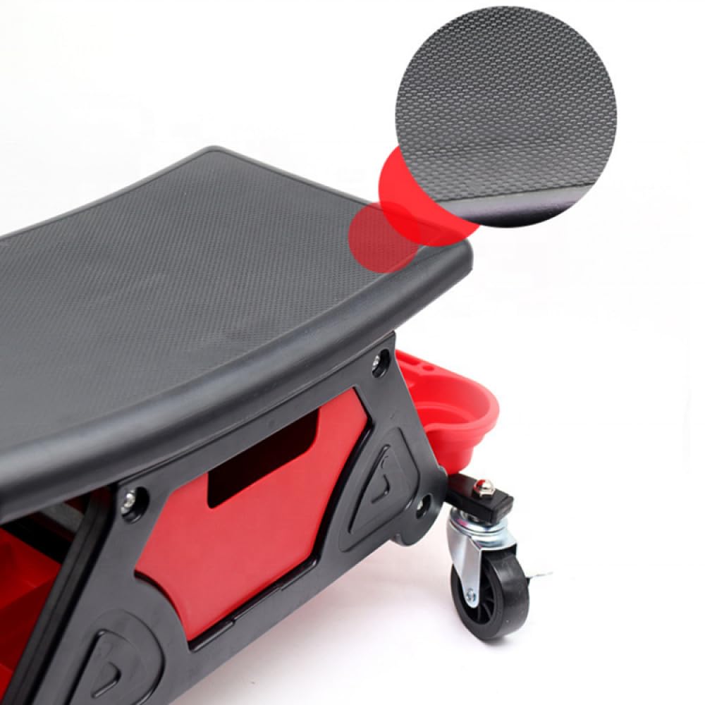 Trade Shop - Sgabello da Officina Meccanico 136kg Seggiolino Carrello Auto Moto con 4 Ruote