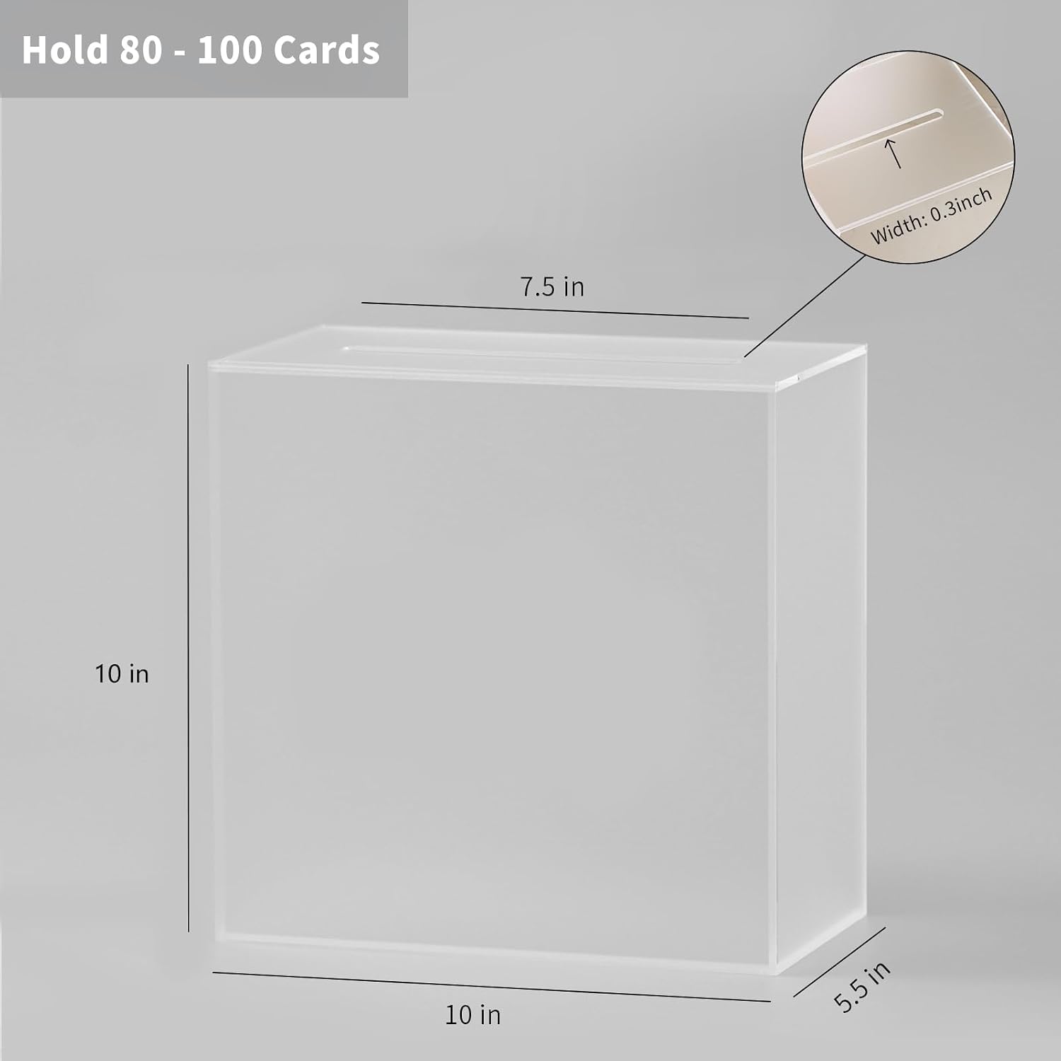 UNIQOOO Frosted Acrylic Wedding Card Box with Slot, Thick DIY Large 10x10x5.5 inch w/No Print, Wedding Receptions Wishing Well Money Box, Birthday, Memory Box, Suggestion Boxes, Acrylic Ballot Box image 3