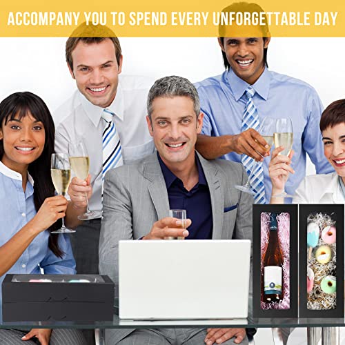 Thenshop 50 Pcs Black Bakery Boxes With Window 16 X 6.5 X 2.75 Inch Cookie Boxes Windowed Cupcake Macaroon Cake Boxes Pastry Baked Treat Boxes Dessert Cookie Containers For Birthday Wedding Graduation #TOP6