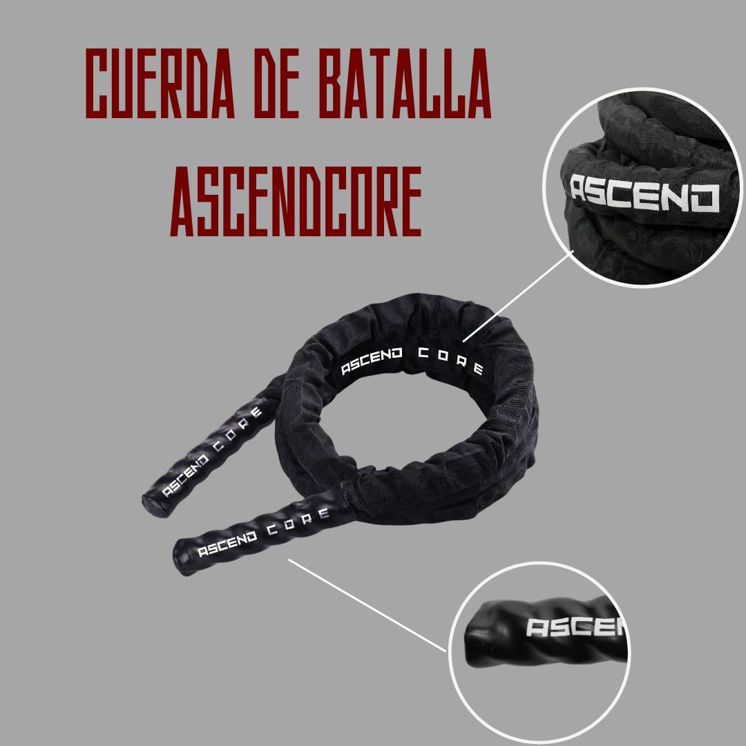 Cuerda de Batalla Ascendcore, Resistente y Duradera, Mangos Antideslizantes
