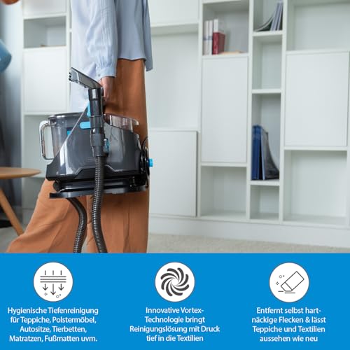 Livington SpotBlast - Waschsauger - Fleckenreiniger für Teppich, Sofa, Polster & Auto - Polsterreiniger mit 3in1 Bürste - Teppichreiniger