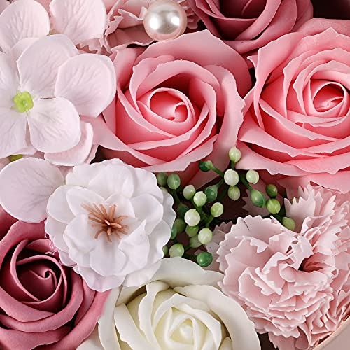 Floral Scented Bath Soap Rose Flower Petals 18 Pcs Plant Essential Oil Flower Soap Set In Gift Box For Mother, Wife, Girlfriends, Lover In Wedding Birthday Anniversary Mother's Day Valentine's Teacher's Day Thanksgiving Day Christmas (Pink) #TOP5