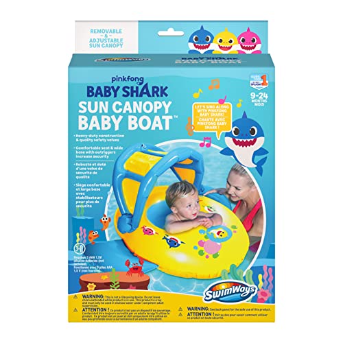 Swimways Pinkfong Baby Shark Sun Canopy Baby Boat With Music #TOP18