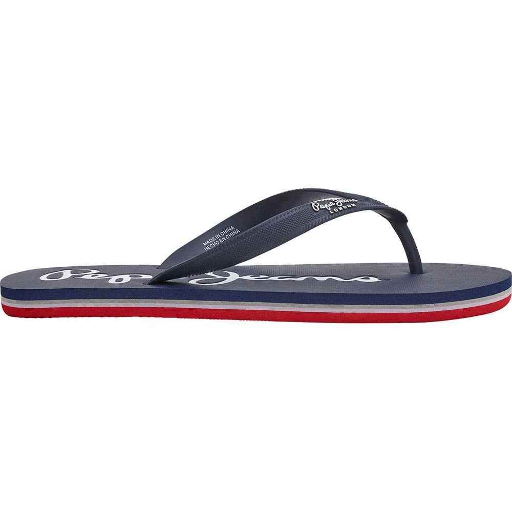 Pepe Jeans London Mens Bay Beach Basic Flip Flops Sandals Blue 6 UK