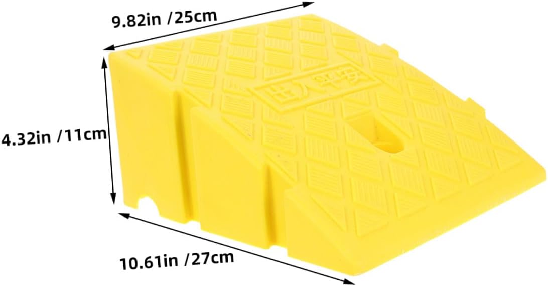 GANAZONO Yellow Plastic Threshold Ramp Clip 250x270x110mm, Anti-Slip Thick Doorway Curb Ramp for Cars, Motorcycles, Wheelchairs, and Home Mobility Access