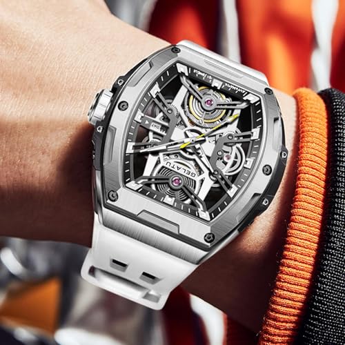 Image of OLEVS Men Automatic Sports Watch Original Skeleton Mechanical Self Winding Luxury Dress Sapphire Crystal Waterproof Wrist Watch for Men