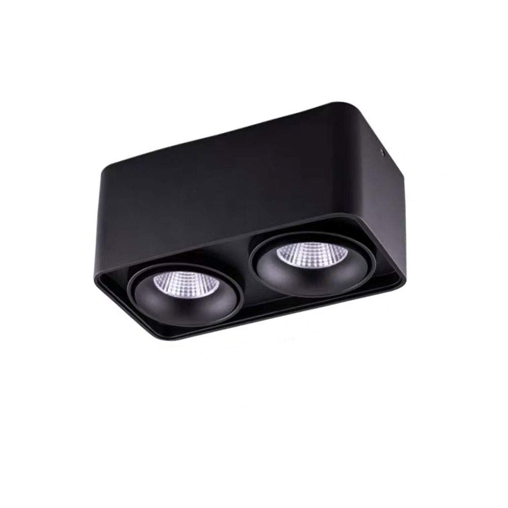 BHGFYXBS Square Led Wall Mounted Spotlights Nordic Single Head Ceiling Light Double Headlights Daring Lights Corridor Aisle Porch Ceiling Spotlight Warm Light 3000K Neut,Black-Warm light 3000k