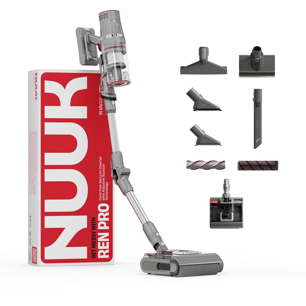 NUUK REN PRO Stick Cordless Vacuum Cleaner with Mop Head | 2X More Suction, 34kPa | Adaptive Suction Tech, Upto 60min Runtime | 180˚ Bending Flexistick™ | 8 Attachments for Home Use discount deal