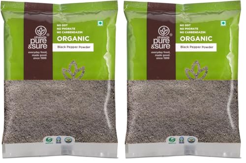 Image of Pure & Sure Organic Black Pepper Powder 100gm | 100% Natural Kali Mirch Masala | Ultra-Pure & Finely Ground, Non-GMO, Ideal for Seasoning & Flavor Enhancement (Pack of 2)