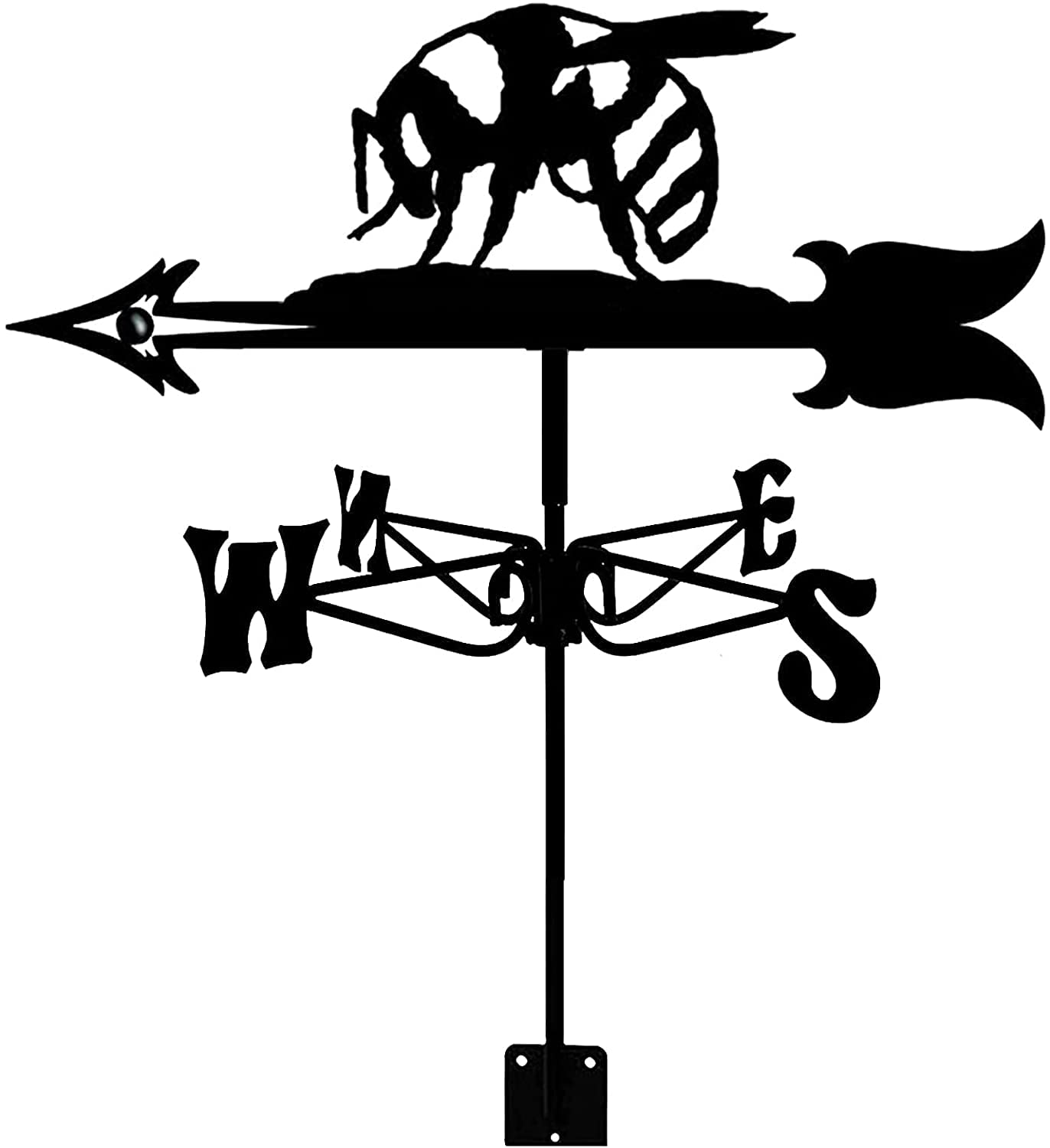 Klonwg Bee Weather Vane Metal Weather Wind Animals Shape Weather Direction Indicator Iron Courtyard Roofs Measuring Tools Decoration Of Outdoor Sheds Hat