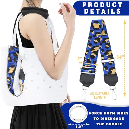 Image of Strap Wrap for Bogg Bag, Accessory for Bagg Bag, With Adjustable Shoulder Leopard Print Crossbody Strap, Black Handle Wrap Protector and Metal Buckle(Style 5)