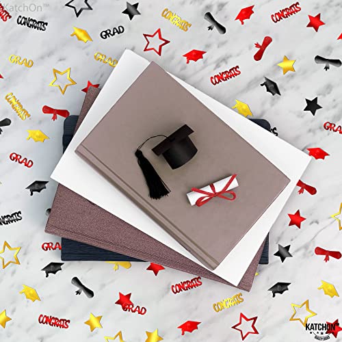 Image of Graduation Decorations 2026, Shiny Congrats Grad Confetti 2026 - Pack of 1300 | Black, Red and Gold Graduation Confetti Class of 2026, | Class of 2026 Decorations, KatchOn
