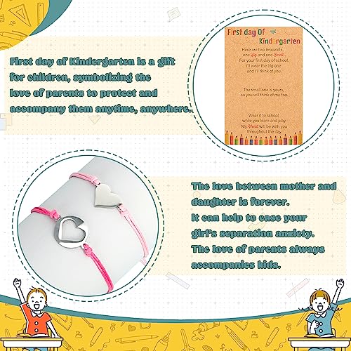 Image of Back to School Supplies, First Day of Kindergarten Bracelet, Back to School Bracelet Mommy and Me, Prek Matching Wish Bracelets Set, Adjustable Bracelet for Boys Girls Gifts Stuff Bulk