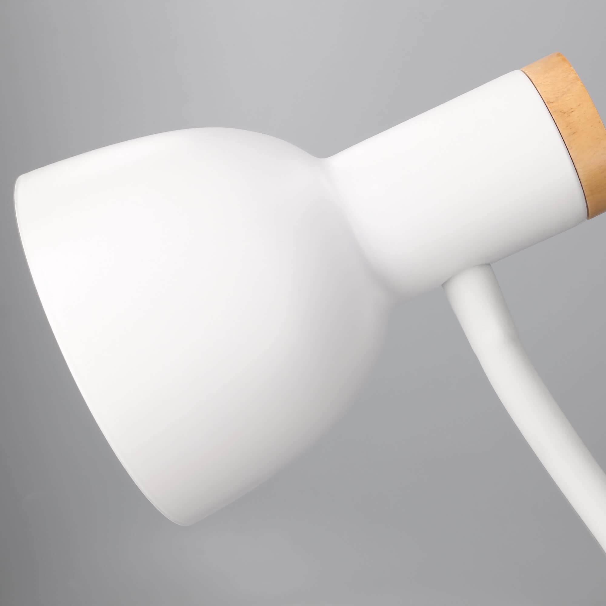 FORLIGHT Forlight Mila Lámpara de Escritorio de Estilo Nórdico. Flexo de Escritorio E27 de Acero Blanco y Madera Clara Natural