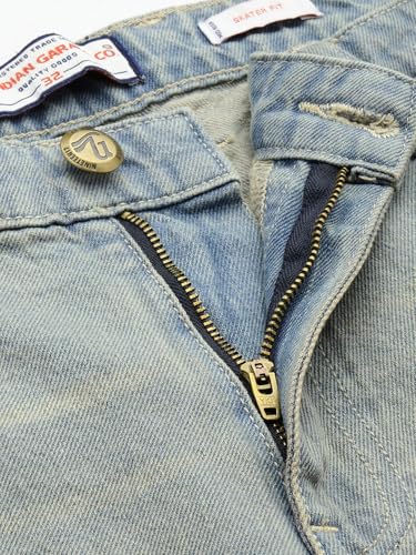 Image of The Indian Garage Co Men Skater Fit Solid Mid-Rise Jeans