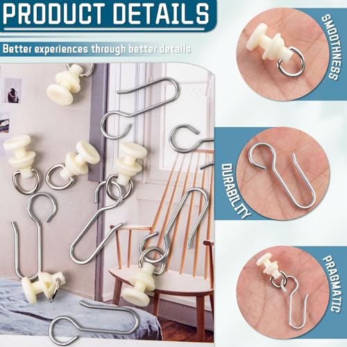 180 PCS Curtain Track Hooks, Plastic Curtain Rail, Rv Shower Curtain Clips, Sliding Curtain Track Hooks for Bendable Curtain Track Pulley (Whtie) by Koceci - Image 5