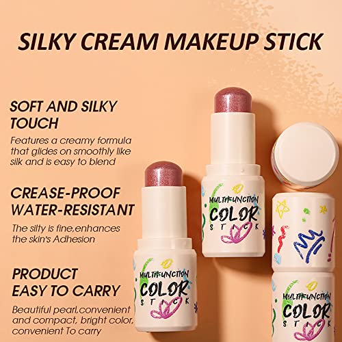 Mysense Cream Blush Stick, Shimmer Blush Makeup, Buildable Multi Stick For Cheeks, Lips & Eyes, Weightless Natural-Looking Waterproof | Pinkgasm #TOP3