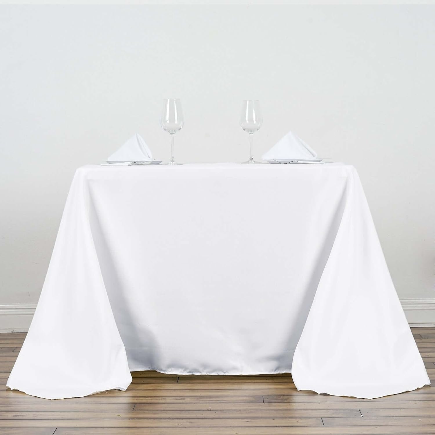 Efavormart 90" White Wholesale Linens Polyester Square Linen Tablecloth for Kitchen Dining Catering Wedding Birthday Party Events