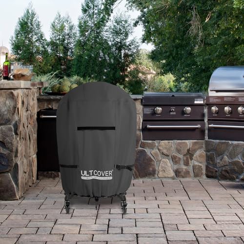 ULTCOVER Outdoor Waterproof Charcoal Kamado Joe Grill Cover for 22-24 inch Char-Griller Char-Broil and Other Round Smokers Size Up to 36” Dia x 45” H, Black by ULTCOVER - Image 6