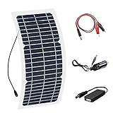 XINPUGUANG 10W 12V Flexible Solar Panel Monocrystalline Photovoltaic PV Module with DC Alligator Clip Cable for RV Boat Cabin Tent Car Trucks Trailers
